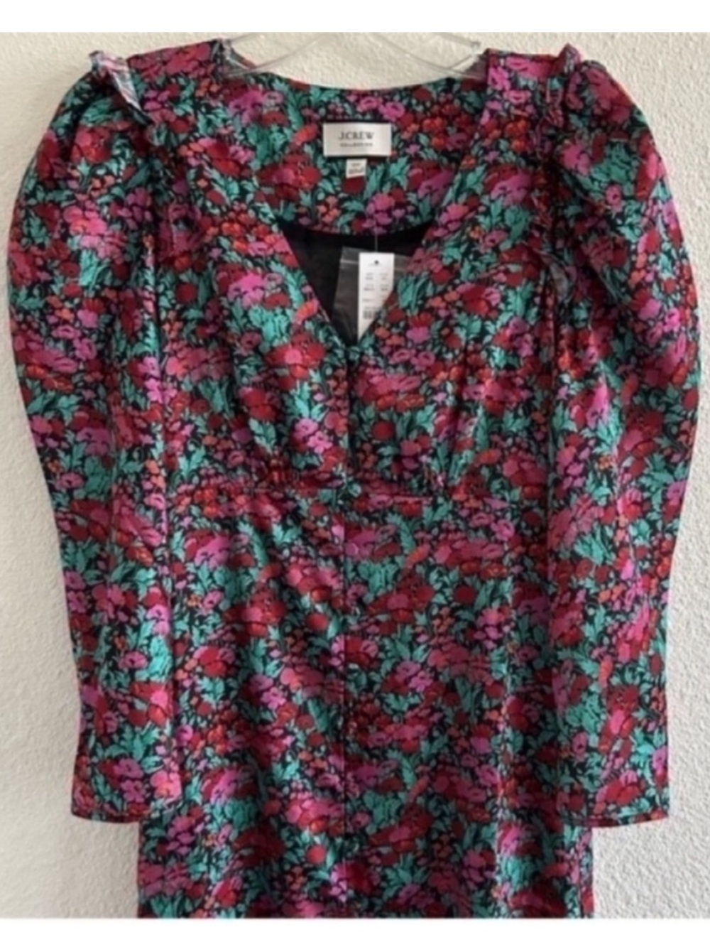 NWT J. Crew Collection Drapey Puff Sleeve Midi Dress Ratti Floral - Picture 5 of 8